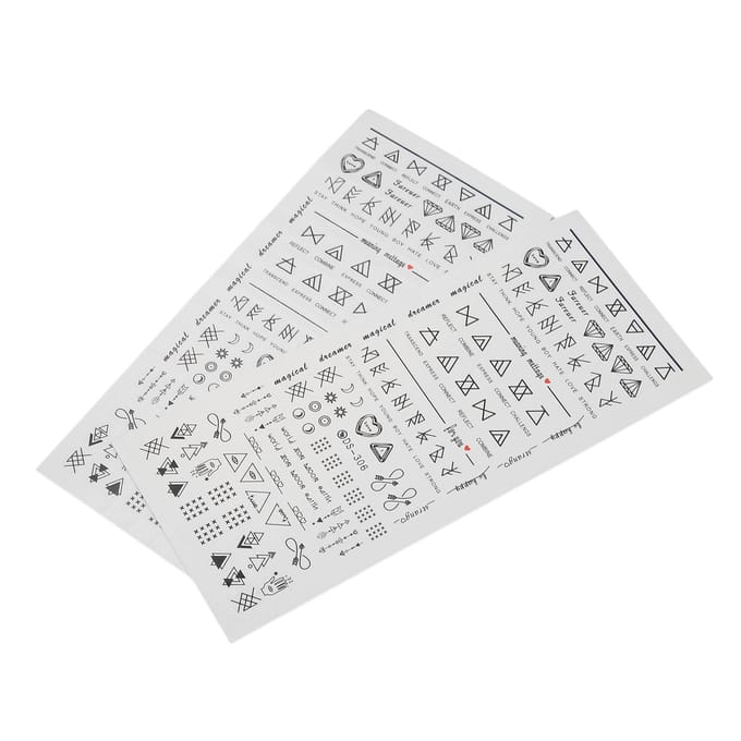 2 stuks Nagellak Sticker Letterstrip Water Transfer Nagellak Sticker Nageldecoratie white