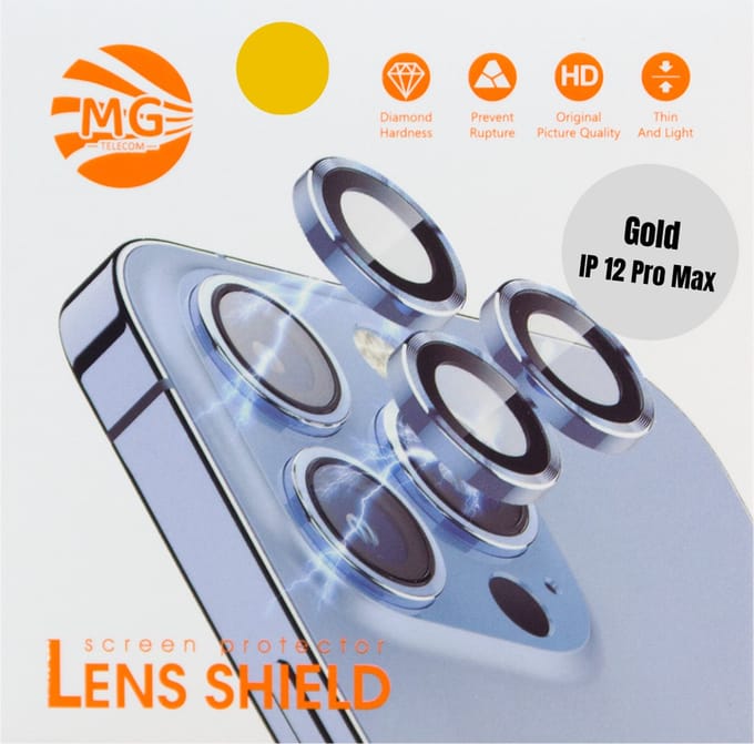 Geschikt Voor iPhone 12 Pro Max Camera Lens Protector - Gold - Eenvoudige Installatie - Camera Protector iPhone 12 Pro Max - Roestvrij Staal - Gehard Glas - Screenprotector