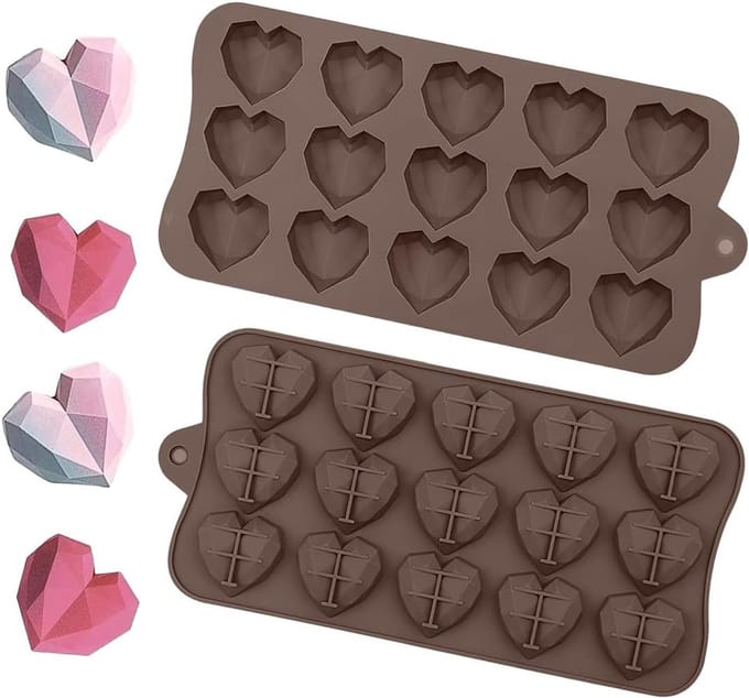 Siliconen Chocoladevormen Set van 2, Diepe Chocoladeplaten voor Bakken en Decoratie