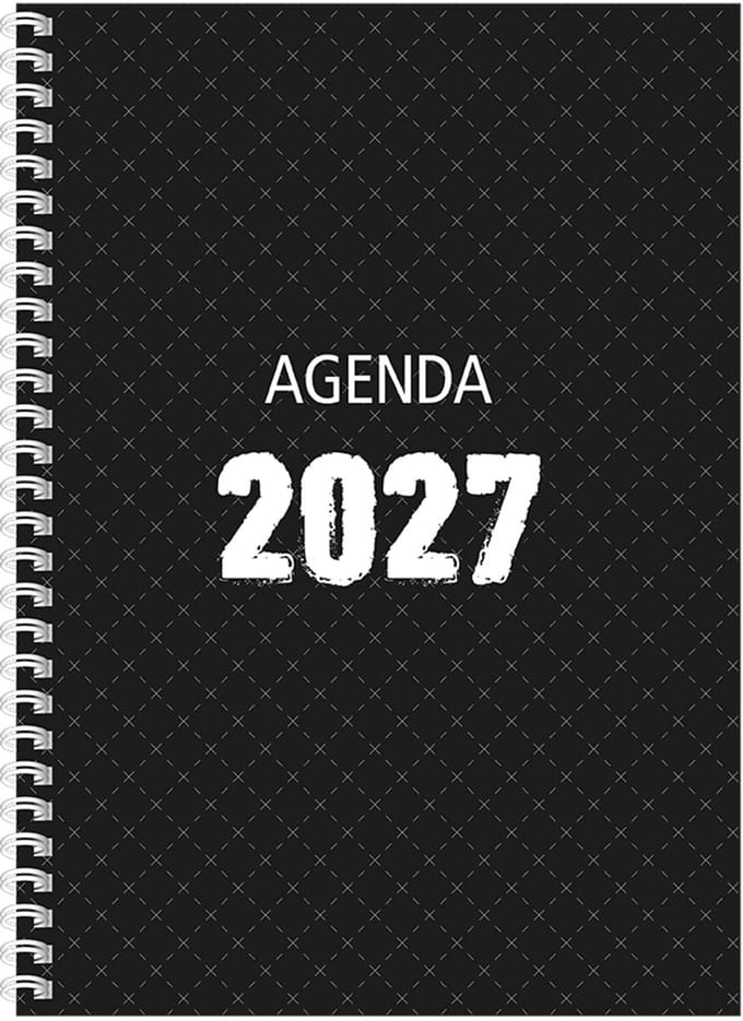 MGPcards - Agenda A4 2027 - Ringband - Spiraal - Flexibele kaft - Weekoverzicht - Zwart - 21 x 29.5 cm