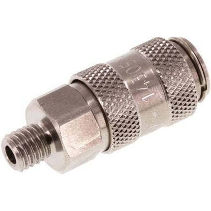 RVS DN 2.7 (Micro) Luchtkoppeling Snelkoppeling M5 Buitendraad Double Shut-Off - CLS2-M-S-SV-5