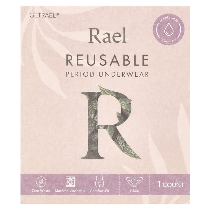 Rael, culotte menstruelle lavable, bikini, medium, noir, 1 pièce gray