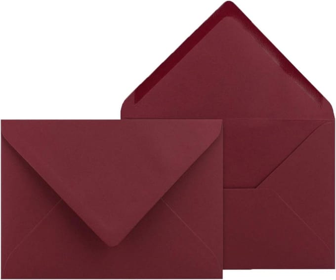 Enveloppen B6 175 x 125 mm Kerstrood 80 g/m², 75 stuks met natte gom