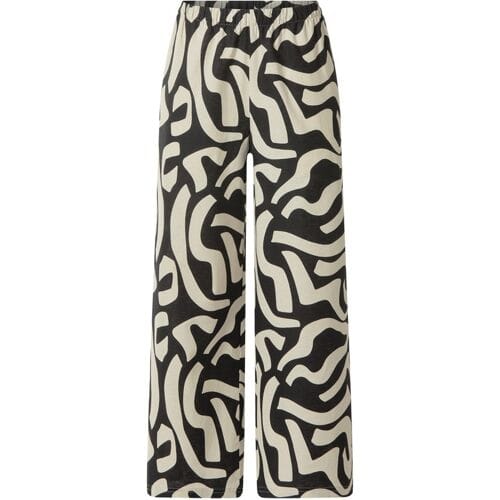 ESMARA Dames broek met linnen - wide leg (Print, S (36/38))