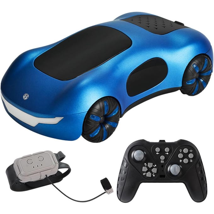 Afstandsbediening Drift Auto Afstandsbediening Spuit Auto 2.4GHz met Dubbele Spuit Gebaar Sensor Controle 1 battery blauw