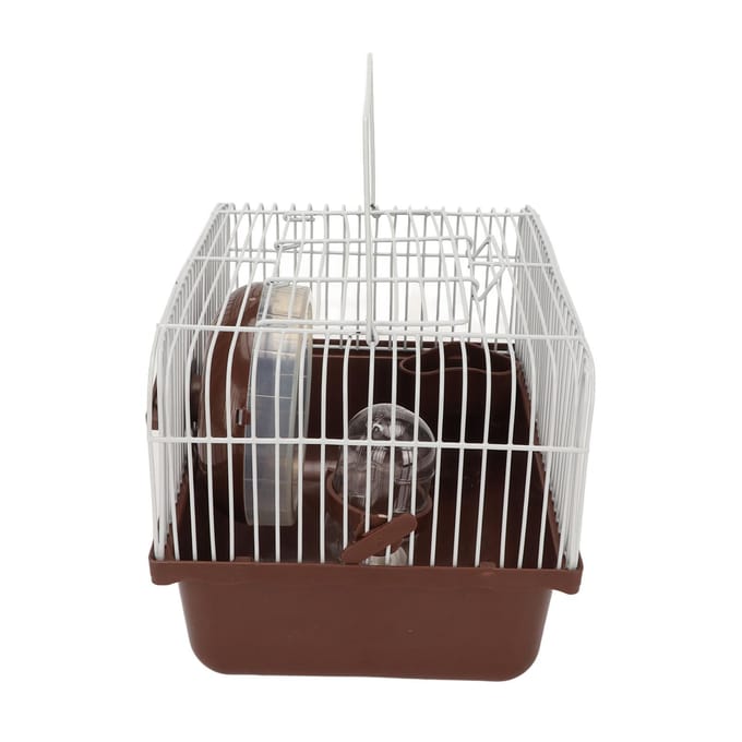 Cage pour hamster, maison portable et respirante pour petits animaux, avec bouteille d'eau, bol et roue de course pour cochon d'Inde gray