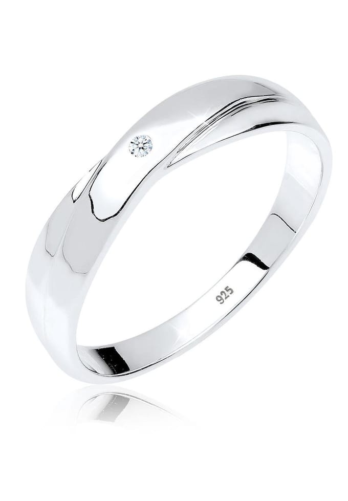 Elli PREMIUM - Ring - Dames Elegante Engagement met Diamant (0,02 ct.) in 925 Sterling Zilver - Dames