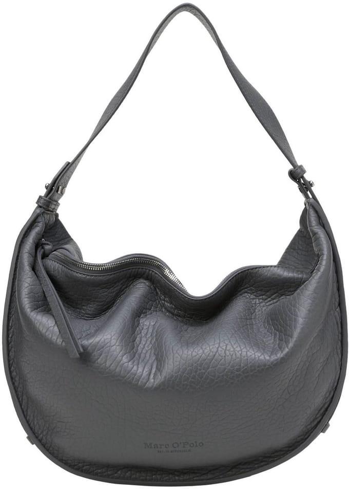 Marc O'Polo Leren schoudertas Aamu Hobo Bag Castlerock donkergrijs