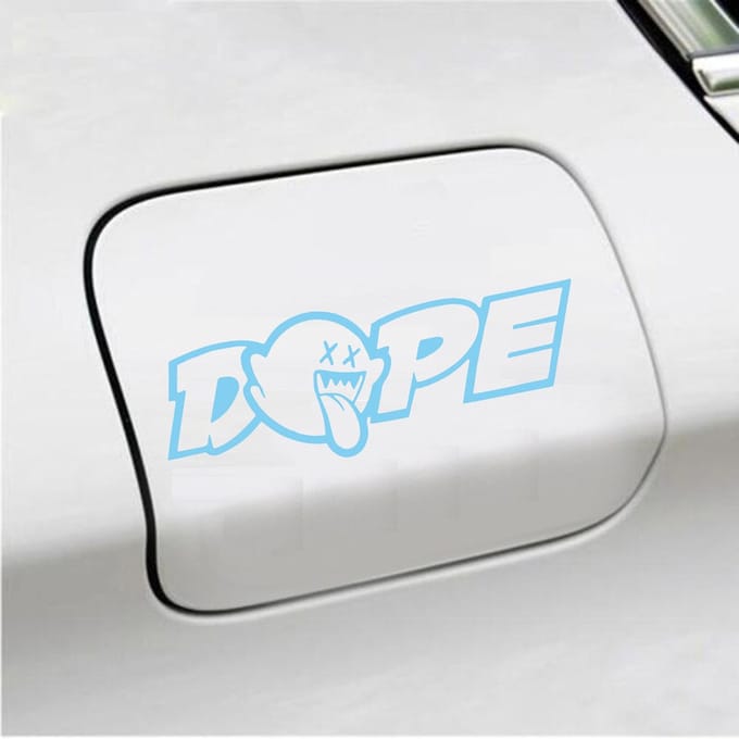 Bumpersticker - Dope - 7 X 20 - Licht Blauw
