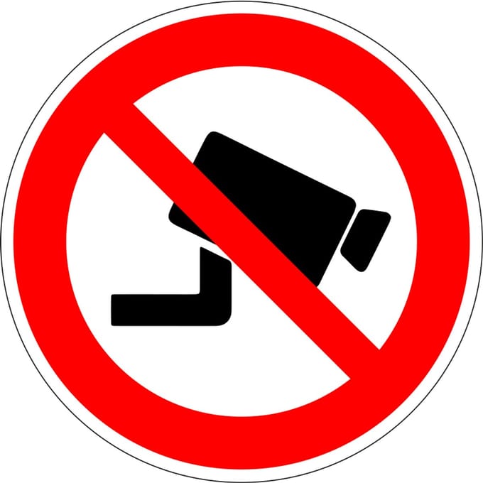 Verboden voor camerabewaking bord - kunststof 150 mm