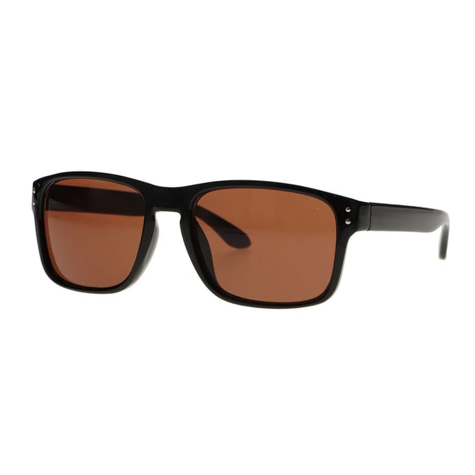 Spectrum Zonnebril Zwart Rechthoek Bruin Glas Unisex