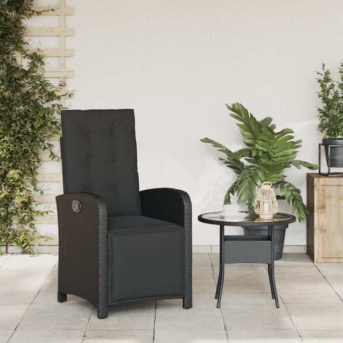 vidaXL - Tuinstoel - verstelbaar - met - voetensteun - poly - rattan - zwart