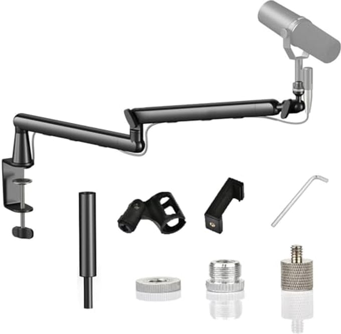 Verstelbare Microfoon Arm voor Bureau - Laag Profiel, Geschikt voor Diverse Microfoons - Zwart