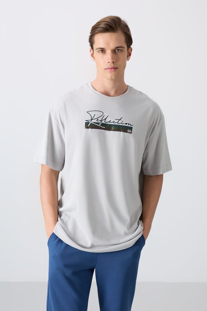 Oversized Geprinte Katoenmix T-shirt
