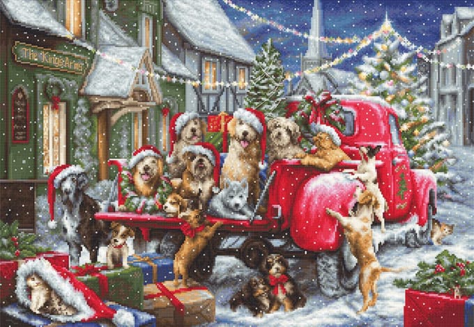 Luca-S Puppies Christmas Kruissteek Borduurpakket B2414