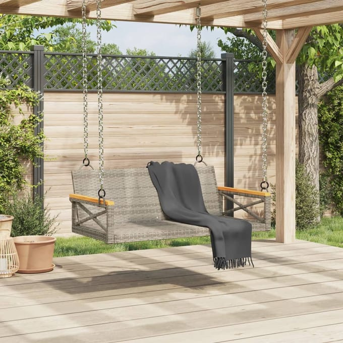 vidaXL - Schommelbank - 109x62x40 - cm - poly - rattan - grijs