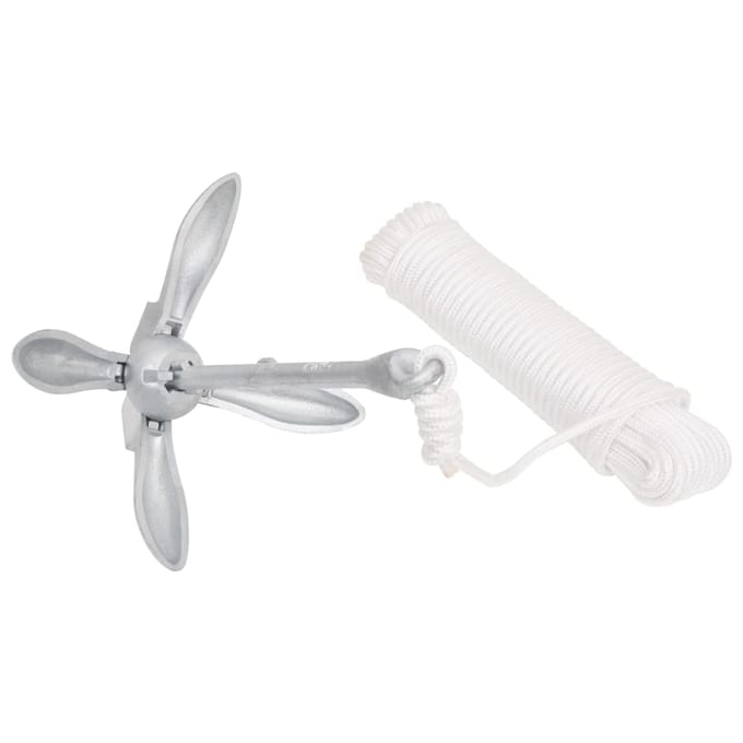 vidaXL - Anker - met - touw - inklapbaar - 2,5 - kg - smeedijzer - zilverkleurig