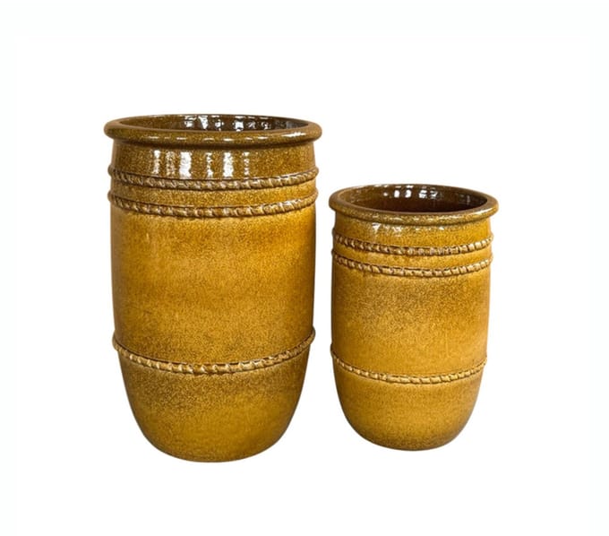 PTMD Lilliah Yellow Ceramic Pot High Set Of 2