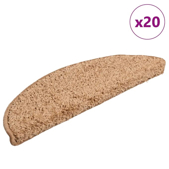 vidaXL - Trapmatten - 20 - st - 56x17x3 - cm - beige - halfrond