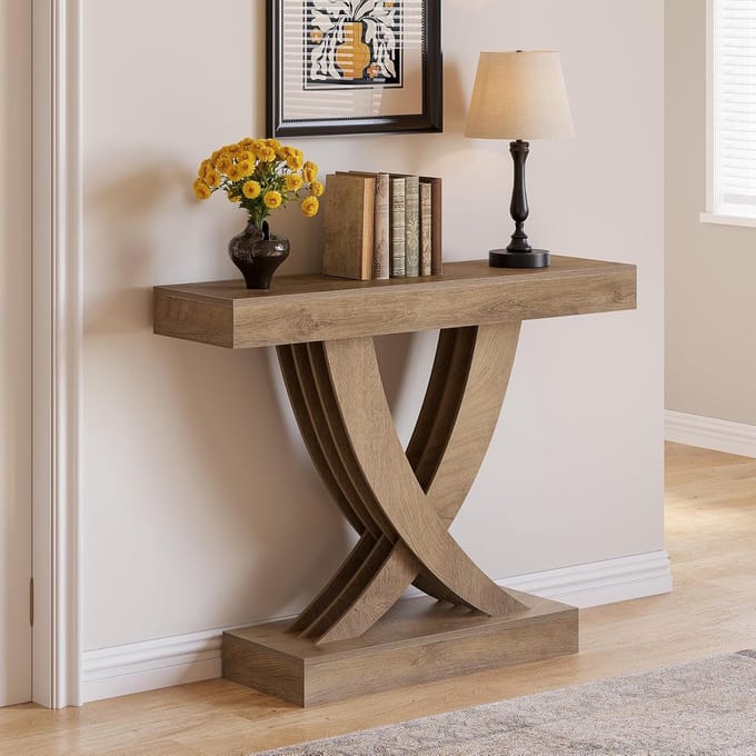Tribesigns Consoletafel - Sidetable - Hout - Bruin - Industrieel - 110 x 30 x 85 cm - Console Tafel voor Hal, Woonkamer, Entree