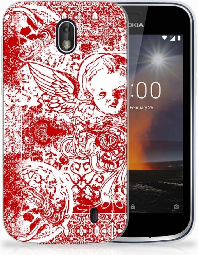 Silicone Back Case Nokia 1 Angel Skull Rood