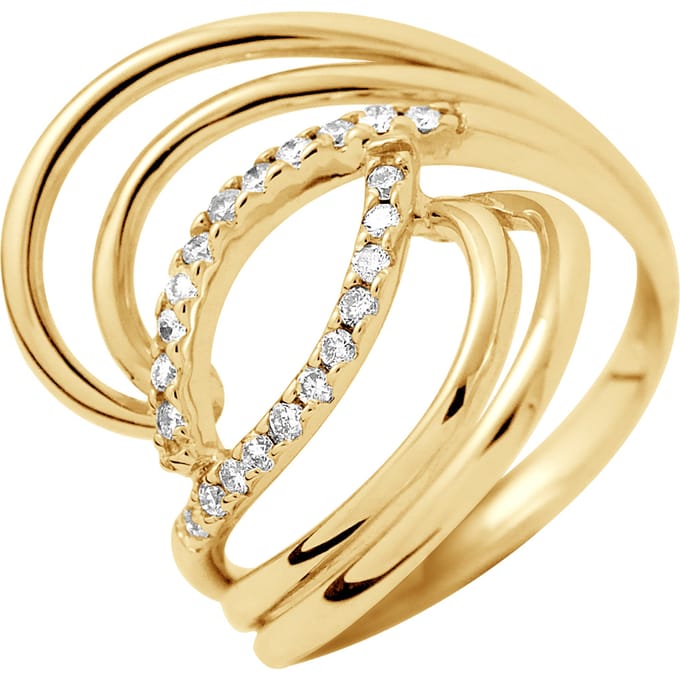Wervelt de ring Diamonds 0,20 Cts Yellow Gold
