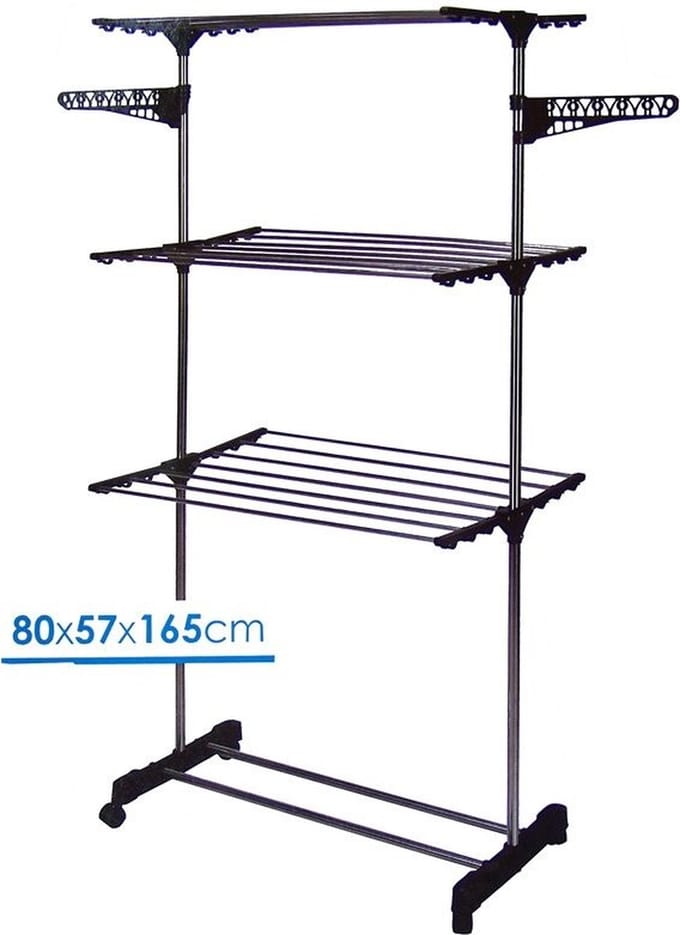 Bathroom Solutions Wasrek-droogrek - zwart-wit - 80 x 57 x 165 cm