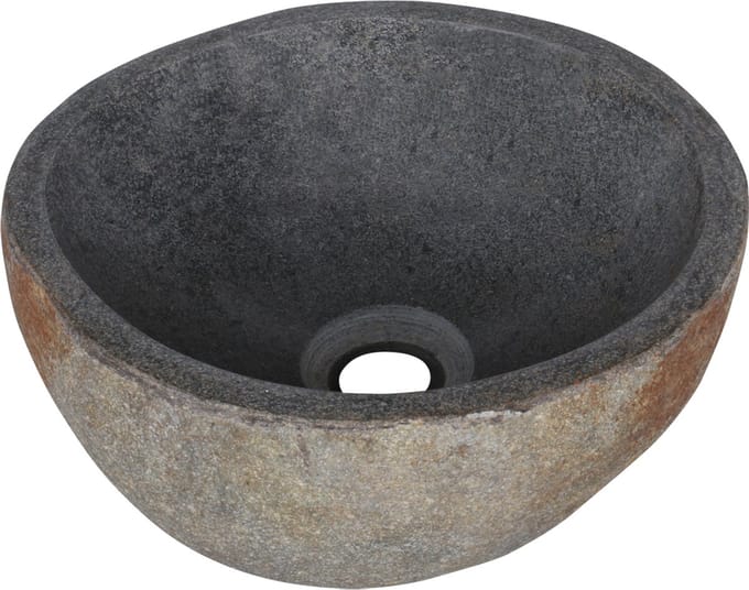 Opbouw waskom Differnz Boomer rond 21cm natuursteen grijs