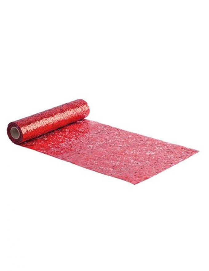 ARTYFETES - Rode glitter tafelloper 28 cm x 3 m glanzend