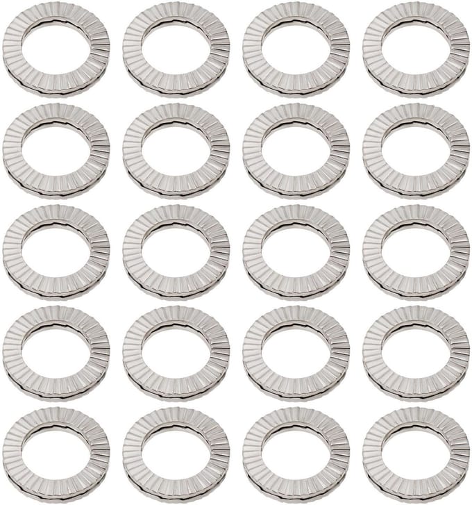 Dailygoods- Sluitringen 20 stuks - Dubbellaagse Borgringen - Buitendiameter 16,6 mm - Dikte 2,5 mm - M10 - Verbeterde Stabiliteit