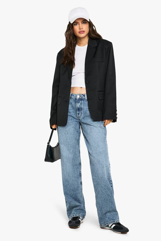 boohoo Dames Tailored Oversized Slouchy Blazer | Zwart | Maat: 36