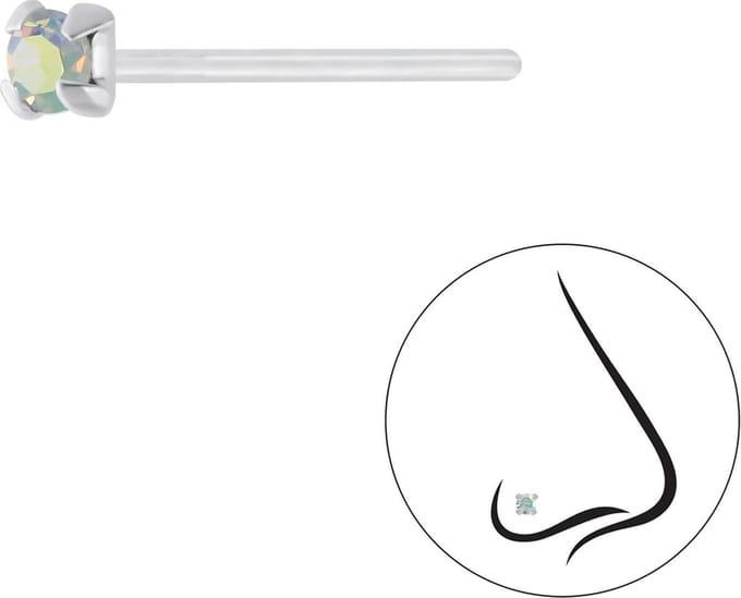 Joy|S - Zilveren petit neuspiercing kristal rond 2.5 mm paarlemoer 2 stuks