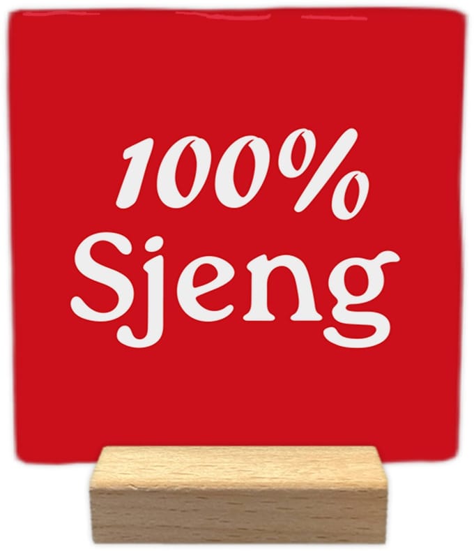 100% Sjeng - Keramische decoratie tegel - incl. houten presenteerblok