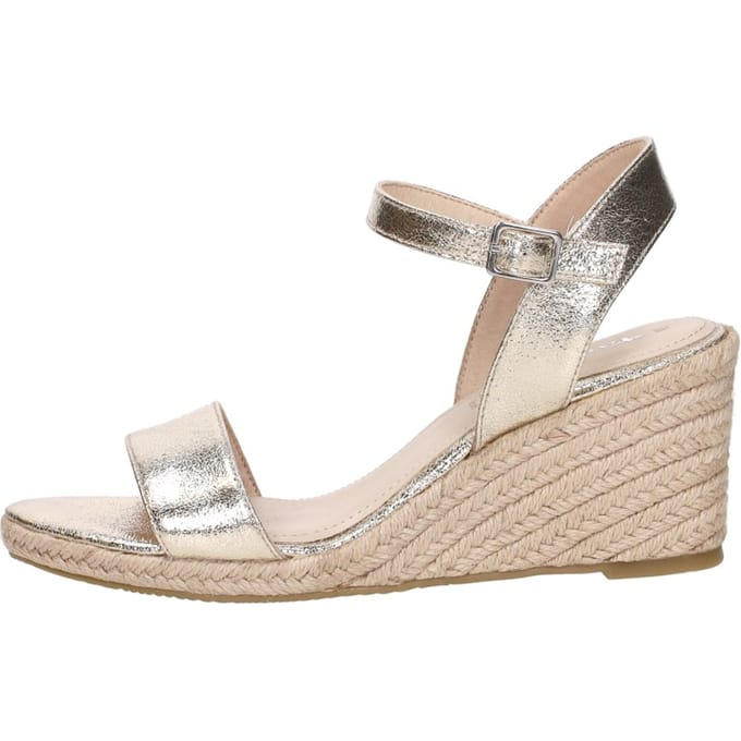 Tamaris Espadrilles met hak goud Textiel - Dames - Maat 36