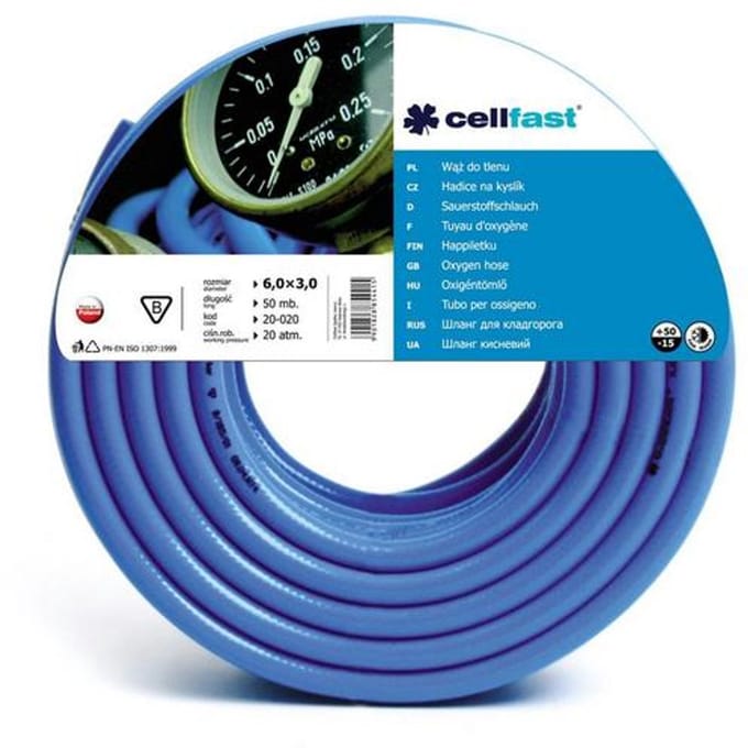 Cellfast Oxygen Slang - 6mm Dikte - 80m - Triplalaag - Veiligheids Gecertificeerd