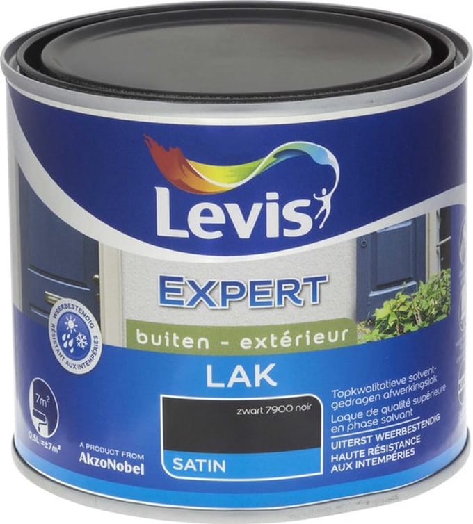 Levis - Expert Hout Lak Buiten Satin - Zwart - 0,5 L
