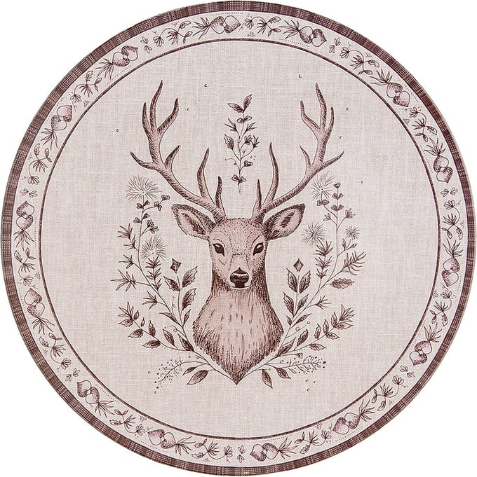 Clayre & Eef Onderbord Ø 33 cm Beige Bruin Kunststof Hert