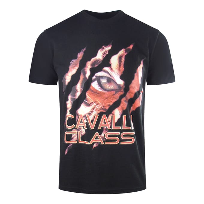 Cavalli Class Peeking Tiger Design zwart T-shirt