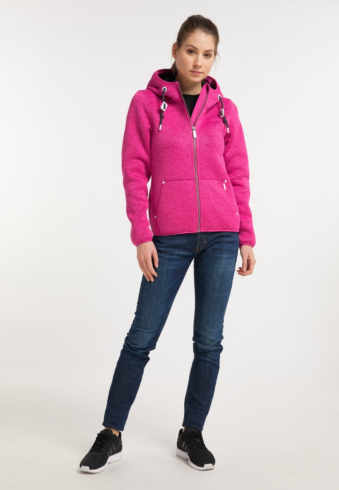 ICEBOUND Gebreide fleece jas Dames roze melange