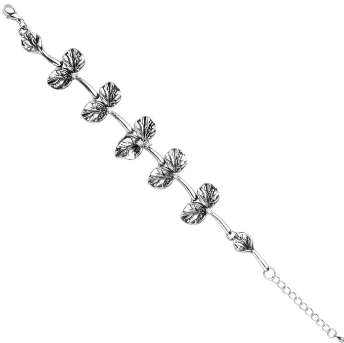 Behave - Armband - bladvorm met kristal - avondstijl zilverkleur
