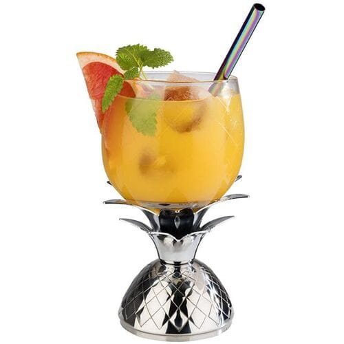 GGM Gastro (6 Stück) Becher - PINEAPPLE - 350ml - Glas - mit Edelstahldeckel