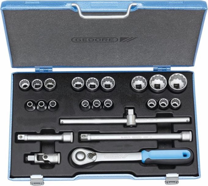 Gedore D19 EMU-20 2545845 Dopsleutelset Metrisch 1/2 (12,5 mm) 23-delig