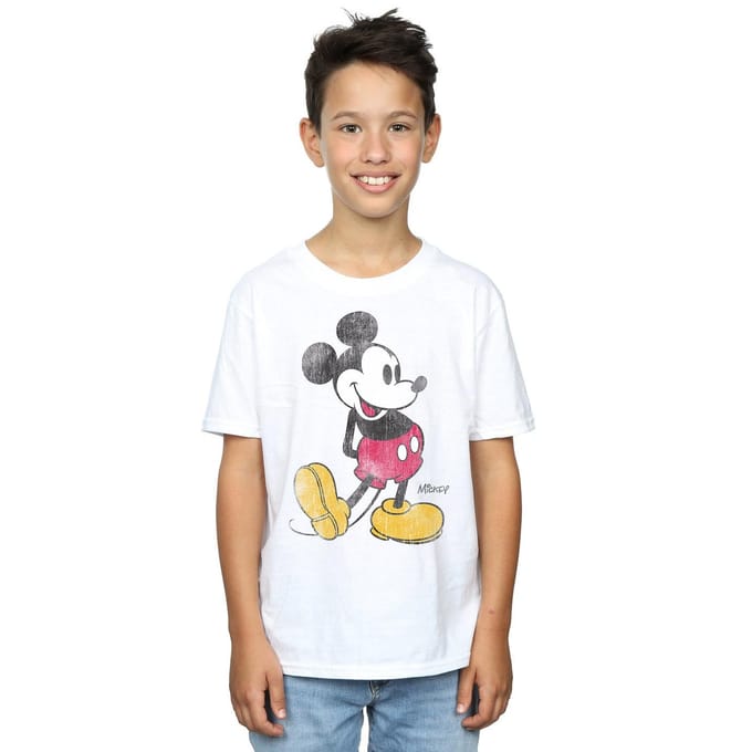 Disney Jongens Mickey Mouse Klassiek Kick T-shirt (Wit)