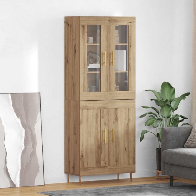 vidaXL - Highboard - 2 - st - Artisan - Eiken - 69,5 - x - 34 - x - 180 - cm - Bewerkt - hout