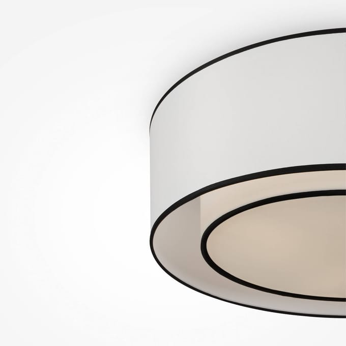 Maytoni plafondlamp Bergamo, wit/zwart, linnen, Ø 52 cm