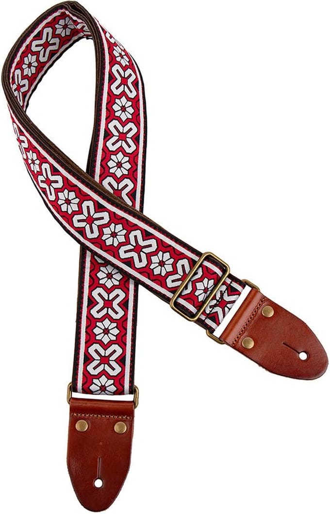 Gaucho GST-1283-3 Classic Jacquard Serie gitaarriem rood/wit