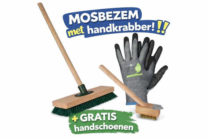 Tuilana® - COMBIDEAL - Tegelbezem - Mosbezem & Onkruidborstel - Met GRATIS werkhandschoenen
