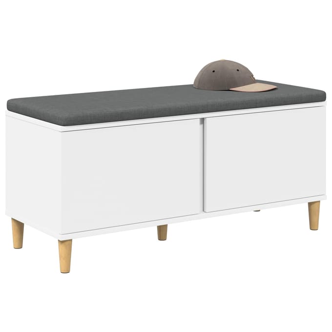 vidaXL - Hallenbank - Wit - 100 - x - 38 - x - 46 - cm - Geengineerd - Hout - en - Stof