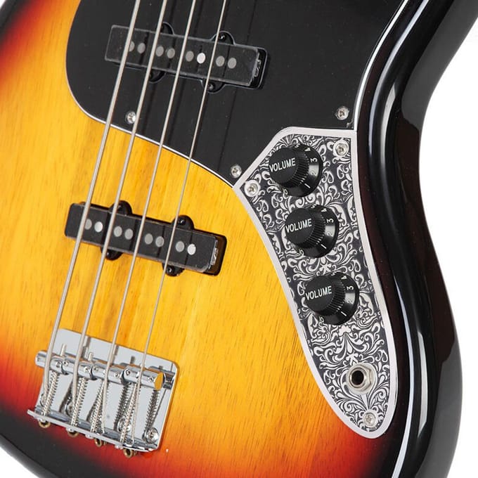 Plaque de contrôle du volume de rechange pour guitares basses jazz, argent et noir white
