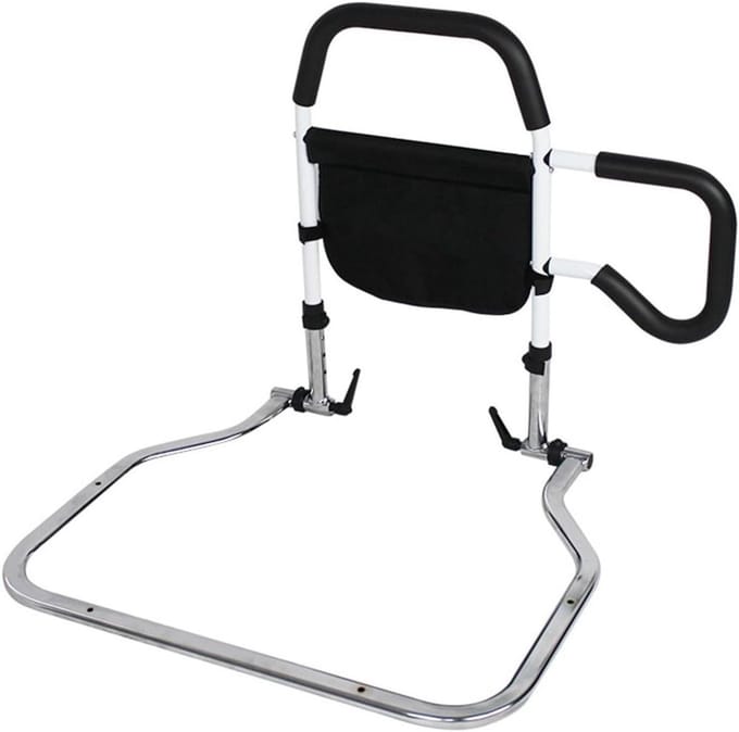 Bed Leuning - Hulp Beugel - Veilig Opstaan - Verstelbare Handgrepen - 66 x 55 cm - Zwart